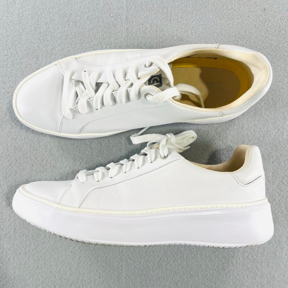Cole Haan Grand Crosscourt Platform Sneaker White Leather Lace Up Womens 10